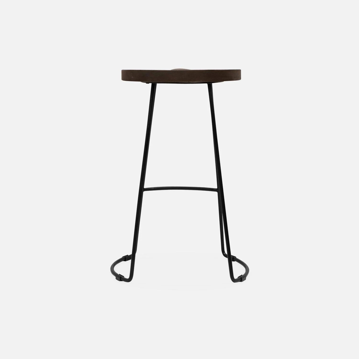 Tabouret De Bars Bois De Manguier Et Acier, Repose Pieds, 65cm (lot De 2) Couleur : Teinté Noyer 7 Tabouret De Bars Bois De Manguier Et Acier, Repose Pieds, 65cm (lot De 2) Couleur : Teinté Noyer – Image 7
