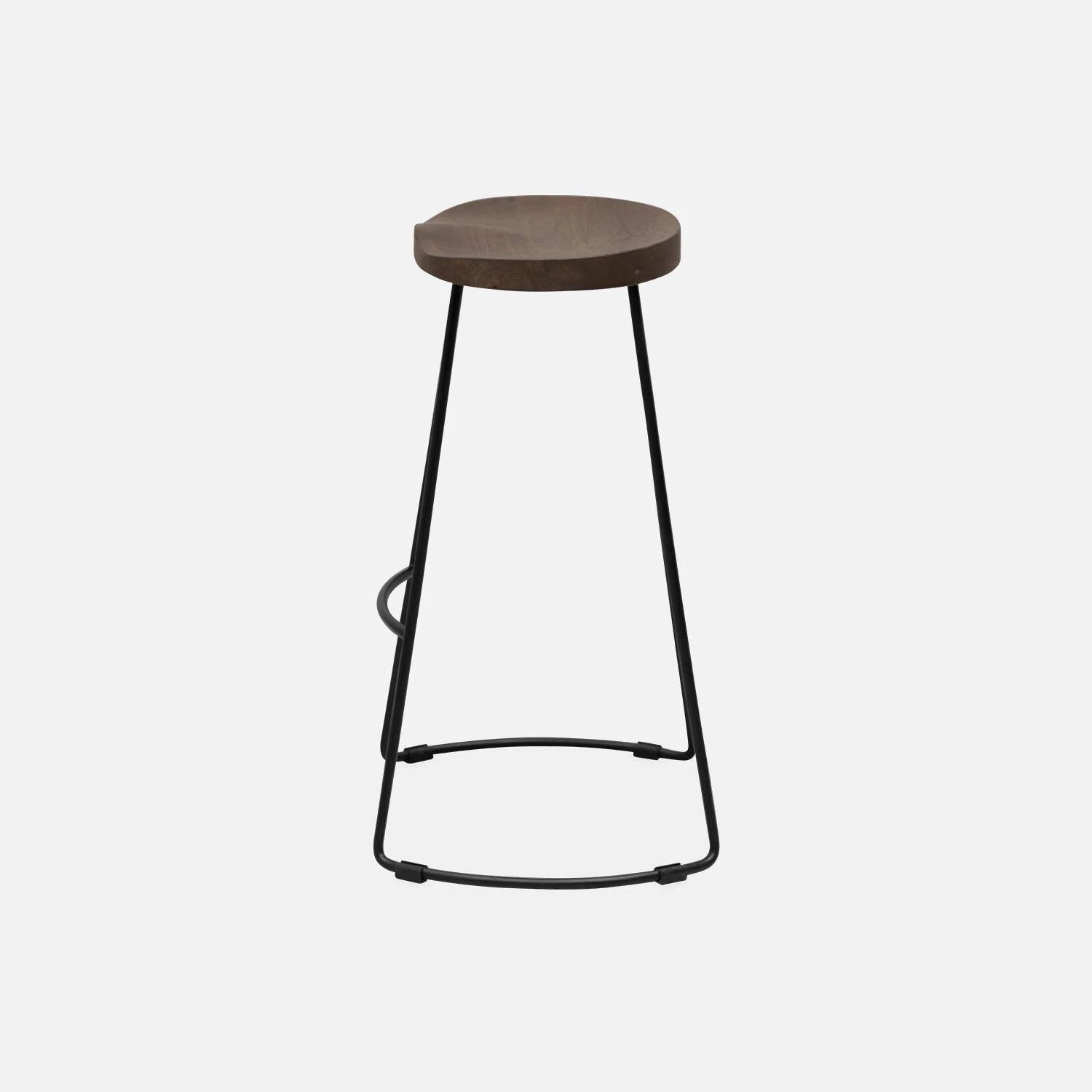 Tabouret De Bars Bois De Manguier Et Acier, Repose Pieds, 65cm (lot De 2) Couleur : Teinté Noyer 6 Tabouret De Bars Bois De Manguier Et Acier, Repose Pieds, 65cm (lot De 2) Couleur : Teinté Noyer – Image 6