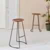 Tabouret De Bar Bois De Manguier Et Acier, Repose Pieds, 75cm (lot De 2) Couleur : Naturel