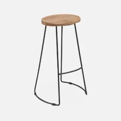 Tabouret De Bar Bois De Manguier Et Acier, Repose Pieds, 75cm (lot De 2) Couleur : Naturel -Mobilier de maison ijabst75x2oak c4ee0cf02dbdad941bb68ae1977beef9