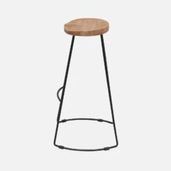 Tabouret De Bar Bois De Manguier Et Acier, Repose Pieds, 75cm (lot De 2) Couleur : Naturel -Mobilier de maison ijabst75x2oak e37b95a92e57157ee6528f42694428cf