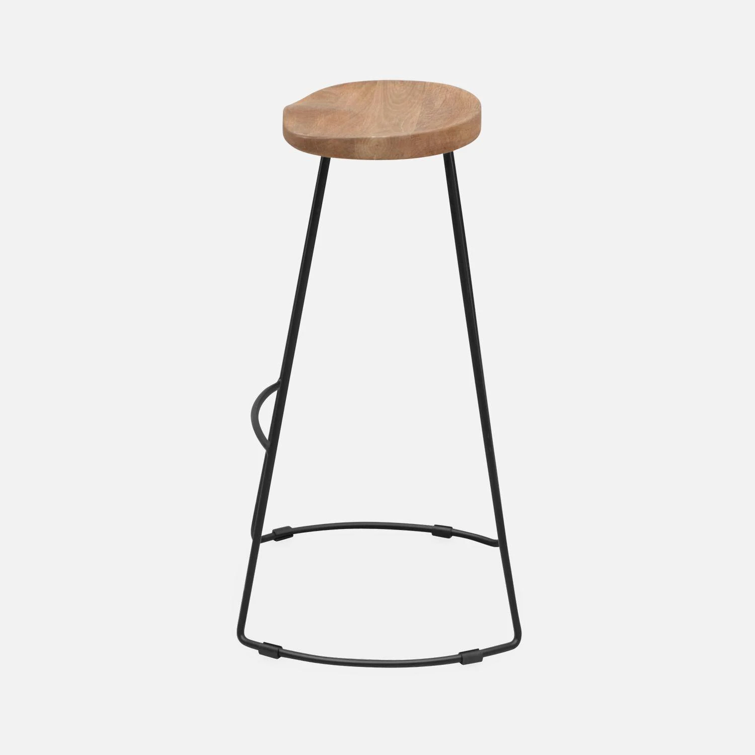 Tabouret De Bar Bois De Manguier Et Acier, Repose Pieds, 75cm (lot De 4) Couleur : Naturel 5 Tabouret De Bar Bois De Manguier Et Acier, Repose Pieds, 75cm (lot De 4) Couleur : Naturel â Image 5