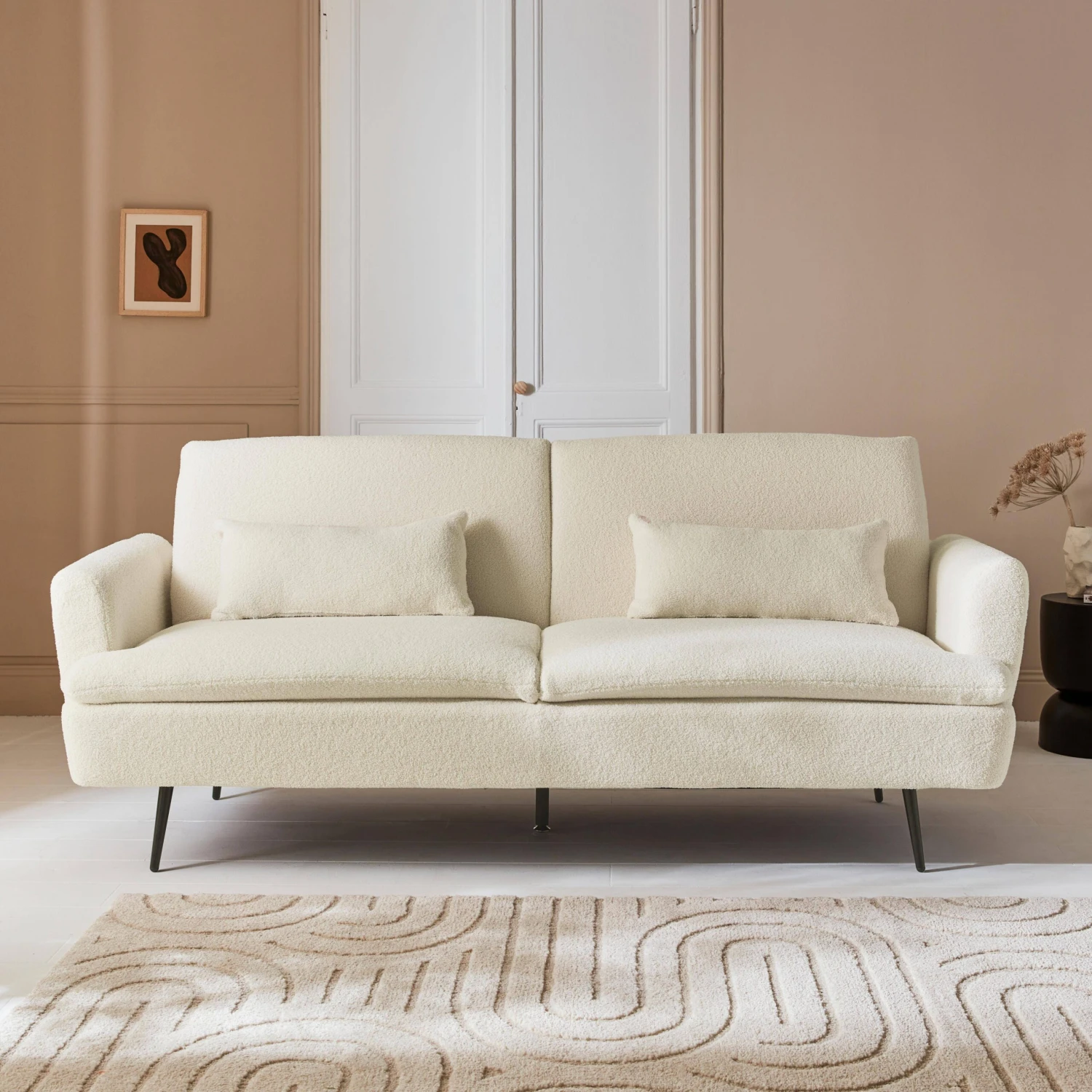 Canapé Convertible 2-3 Places Tissu Bouclette 1 Canapé Convertible 2-3 Places Tissu Bouclette