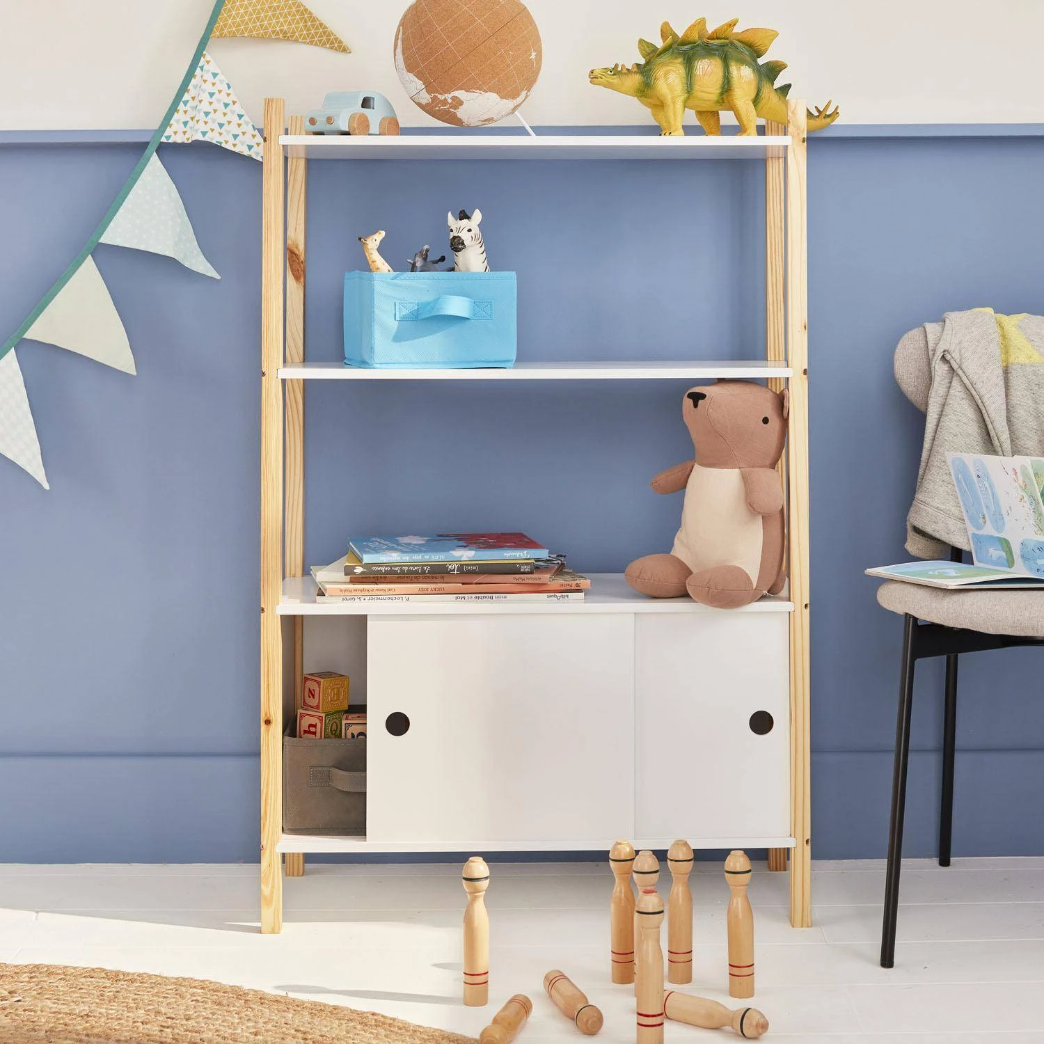 Etagère 3 Niveaux Enfant 2 Portes Coulissantes 1 Etagère 3 Niveaux Enfant 2 Portes Coulissantes