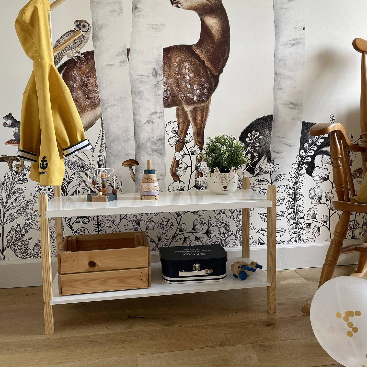 Meuble Rangement Enfant 2 étagères 1 Porte Manteaux 2 Meuble Rangement Enfant 2 étagères 1 Porte Manteaux – Image 2