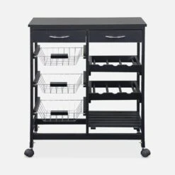 Desserte Cuisine Effet Bois à Roulettes 65 X 35 Cm Couleur : Noir -Mobilier de maison iktdoublebk 8dc61fbd146ea65f8702eb6e80381a7c