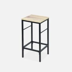 Table Haute Décor Bois Et Métal 2 étagères, 2 Tabourets -Mobilier de maison ilfbds100r2bn 9a473773fa77822179fc5e8b81043df8