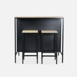 Table Haute Décor Bois Et Métal 2 étagères, 2 Tabourets -Mobilier de maison ilfbds100r2bn d61c85e4e31feb80425ba3f914f68163