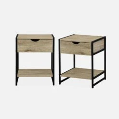 Table De Chevet Industrielle, Effet Bois Et Métal (lot De 2) -Mobilier de maison ilfbedsidex2bn 452c35555ad2e34366bcf2e2018e17d6