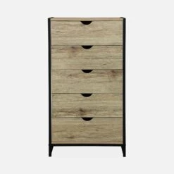 Commode Industrielle Effet Bois Et Métal 5 Tiroirs -Mobilier de maison ilfchest5dbn 1a0f3c26a4974fbf577c9b8bf84b9f05