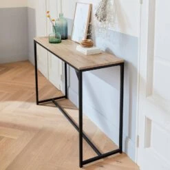 Mobilier de maison 40 Console Métal Et Effet Bois Couleur : Noir