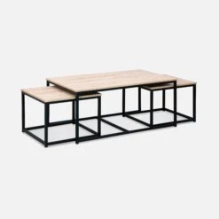 Table Gigogne Encastrable Métal Et Effet Bois (lot De 3) Couleur : Bois -Mobilier de maison ilfctgigbn 587b242a4e8597dbd4b325a237504676