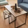 Table Basse Gigogne Encastrable Métal Et Effet Bois (lot De 2)