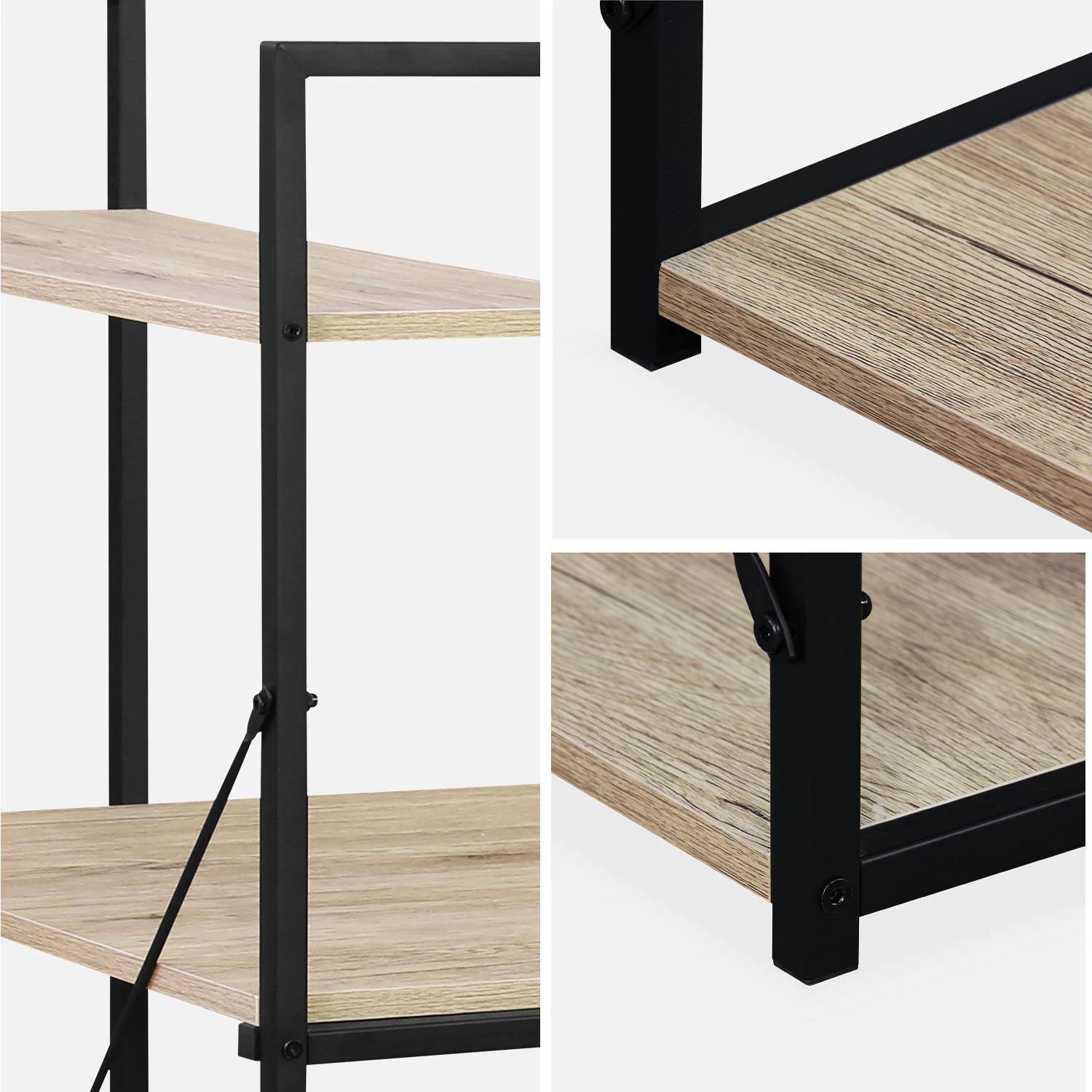 Bureau Bibliothèque Effet Bois Avec étagères 8 Bureau Bibliothèque Effet Bois Avec étagères – Image 8