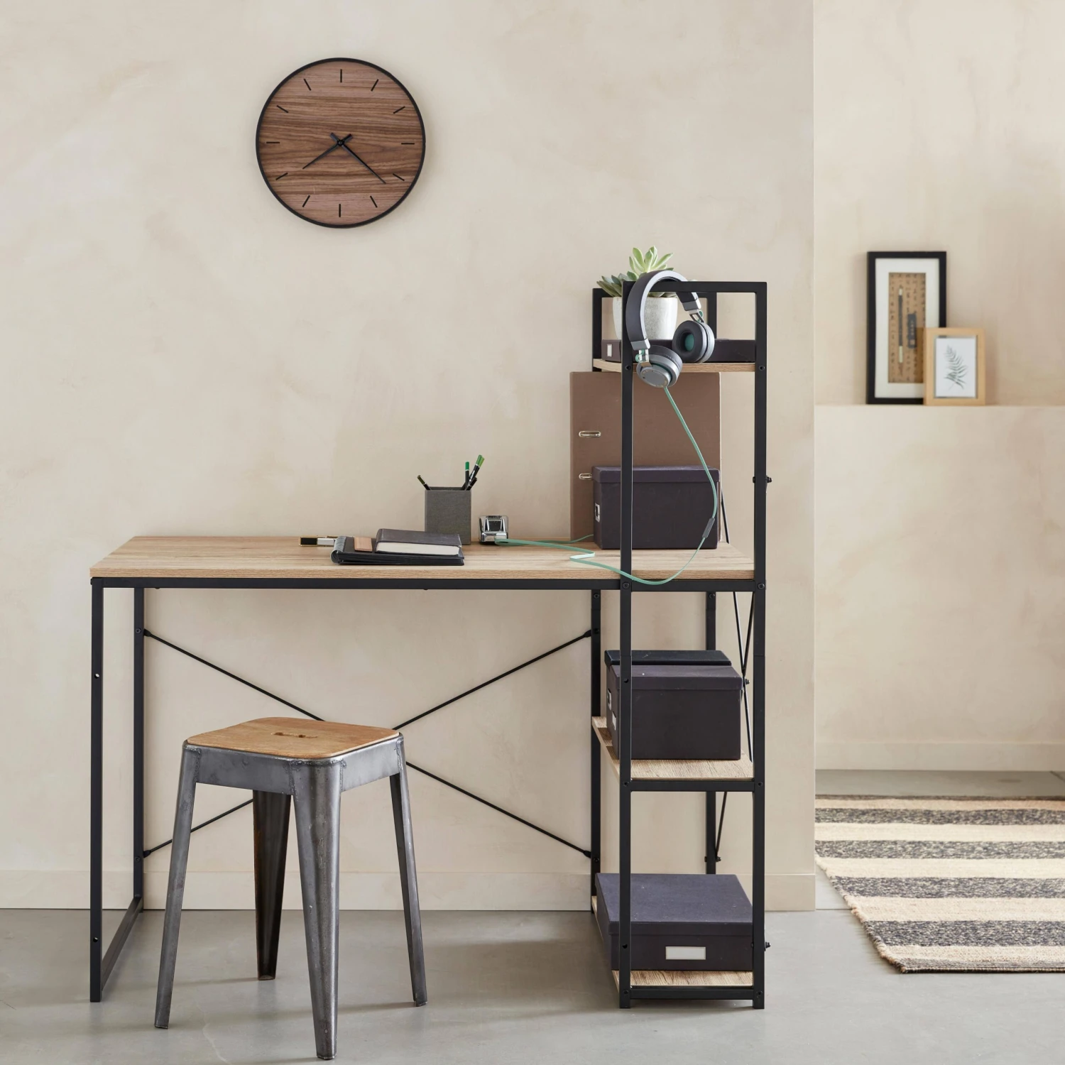 Bureau Bibliothèque Effet Bois Avec étagères 1 Bureau Bibliothèque Effet Bois Avec étagères