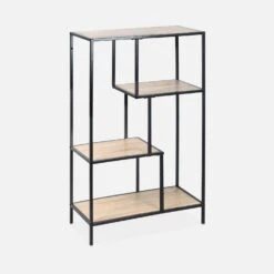 Etagère Bibliothèque Industrielle Métal Et Effet Bois 4 Niveaux -Mobilier de maison ilfshelf113bn 68efaaef391e6d9137592467e3a5171e