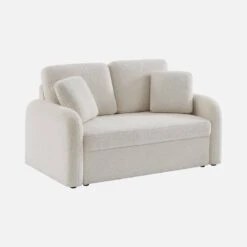 Canapé 2 Places Bouclettes Blanches, Lignes Arrondies -Mobilier de maison imlsofa2boucl 964639bf21f5f9bcbf4136e1b4e44f23