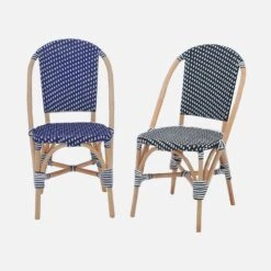 Chaise Bistrot En Rotin Et Polyrotin (lot De 2) Couleur : Bleu -Mobilier de maison imonchrx2blu 47c690f323e992cdc755c92c7b640a20