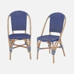 Chaise Bistrot En Rotin Et Polyrotin (lot De 2) Couleur : Bleu -Mobilier de maison imonchrx2blu cd0efabf0d24656706f0a54776cb269d