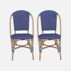 Chaise Bistrot En Rotin Et Polyrotin (lot De 2) Couleur : Bleu -Mobilier de maison imonchrx2blu e971ea8bd473debe407722dd9a494611