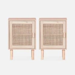 Lot De 2 Tables De Chevet En Cannage -Mobilier de maison inatbedsidex2 c79ad170805ad1d79b7a264bde881a90