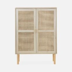 Buffet Cannage Et Effet Bois 2 Portes 80 Cm -Mobilier de maison inatcabinet bda207df00a3581f739d9d41dec24e7d