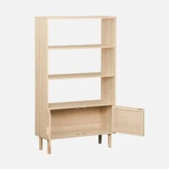 Etagère Bibliothèque Cannage Et Effet Bois 3 Niveaux 2 Portes -Mobilier de maison inatstorshelf 0f9d083404debb069079c102de8f49f8