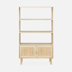 Etagère Bibliothèque Cannage Et Effet Bois 3 Niveaux 2 Portes -Mobilier de maison inatstorshelf f8a00baf79fd6960ed2da7cd74e21f44