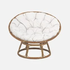 Fauteuil Papasan En Rotin Avec Coussin Ø113cm -Mobilier de maison ipalchr113nat 57be287d79d6c1119cfac5fd37ac661a
