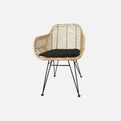 Fauteuil En Rotin Naturel Et Métal Couleur : Noir -Mobilier de maison irawarmbk 83d115ceb6faaf7e7a2e5596c9ff0f10