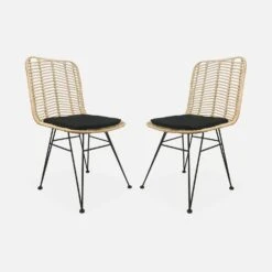 Chaise Métal Et Rotin Naturel (lot De 2) Couleur : Noir -Mobilier de maison irawchrbkx2 503746afa758920254110893d79da6ee