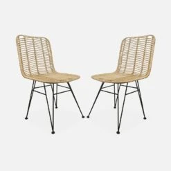 Chaise Métal Et Rotin Naturel (lot De 2) Couleur : Noir -Mobilier de maison irawchrbkx2 6542c30399c8ddee1a48a455f821d14e