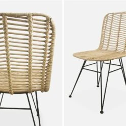 Chaise Métal Et Rotin Naturel (lot De 2) Couleur : Noir -Mobilier de maison irawchrbkx2 7041b16eefde6e55078d2fee78eeabb5