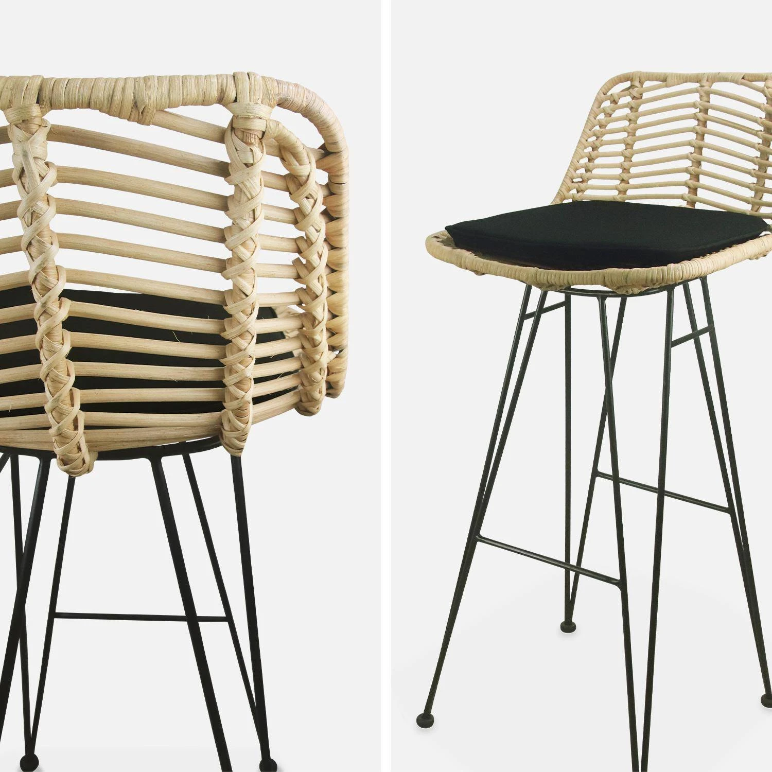 Tabouret De Bar Métal Et Rotin 75cm (lot De 2) Couleur : Noir 7 Tabouret De Bar Métal Et Rotin 75cm (lot De 2) Couleur : Noir – Image 7
