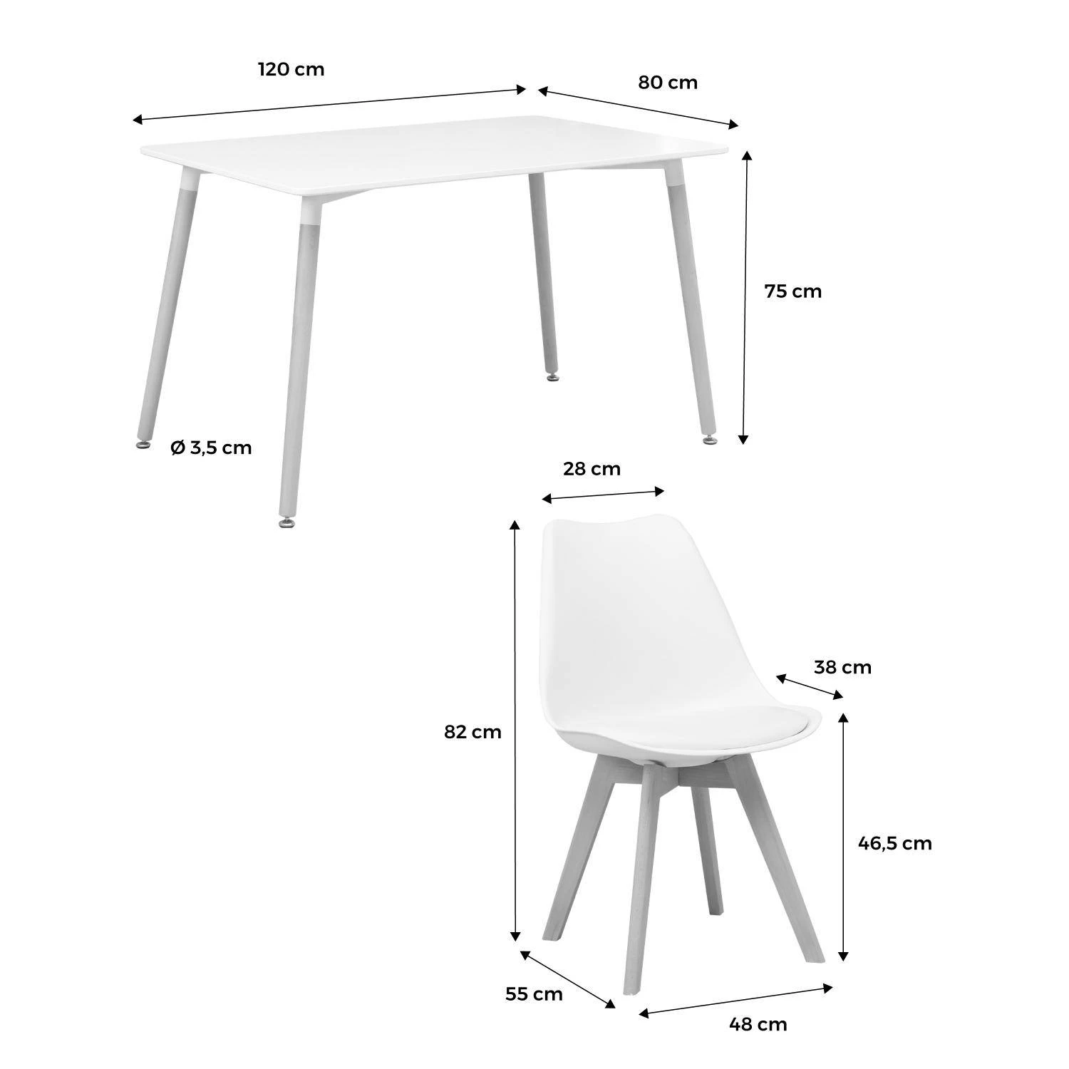 Table à Manger Scandinave Pieds Bois 4 Chaises 6 Table à Manger Scandinave Pieds Bois 4 Chaises – Image 6