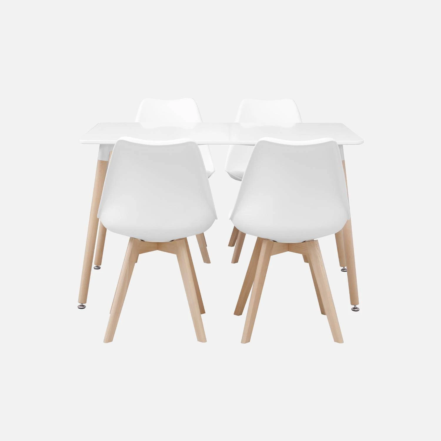 Table à Manger Scandinave Pieds Bois 4 Chaises 2 Table à Manger Scandinave Pieds Bois 4 Chaises – Image 2