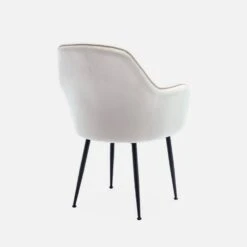 Fauteuil Velours Et Pieds Métal Couleur : Blanc Cassé -Mobilier de maison isharmvvofwh 8955fc2391c33289a31c1992be7bab0d