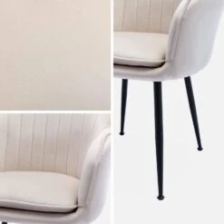 Fauteuil Velours Et Pieds Métal Couleur : Blanc Cassé -Mobilier de maison isharmvvofwh acaab7cb1e04455222d59002501a2268