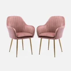 Fauteuil Velours Et Pieds Métal (lot De 2) Couleur : Vieux Rose -Mobilier de maison isharmvvopkx2 b647b10547f56a694879f2227085e000
