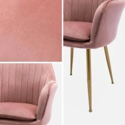 Fauteuil Velours Et Pieds Métal (lot De 2) Couleur : Vieux Rose -Mobilier de maison isharmvvopkx2 b95c9b2523dc21f21d85b3f9b693ece8