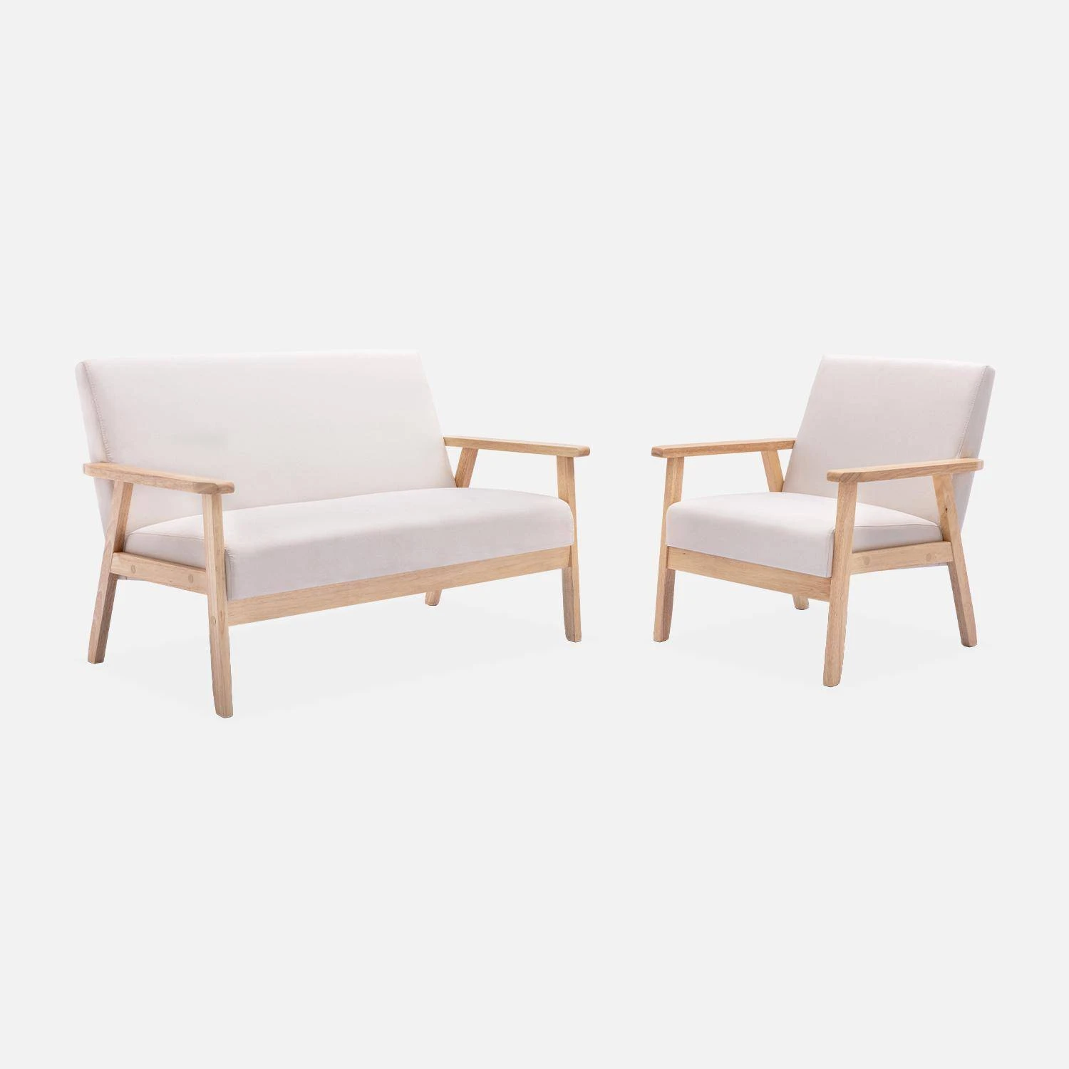 Fauteuil Scandinave Bois Et Tissu Couleur : Crème 7 Fauteuil Scandinave Bois Et Tissu Couleur : Crème – Image 7