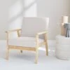 Fauteuil Scandinave Bois Et Tissu Couleur : Crème