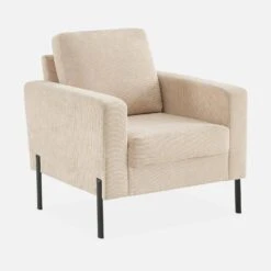 Fauteuil Velours Côtelé, Pieds Métal -Mobilier de maison isof1crvvbg 12f61d53a53c3c4df9344924283fa6f7