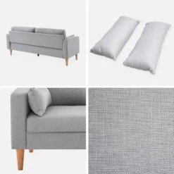 Canapé 3 Places Tissu, Pieds Bois Couleur : Gris Clair 9 Canapé 3 Places Tissu, Pieds Bois Couleur : Gris Clair -Mobilier de maison isof3lgy c3984bd373ec6526316959c569e4c617