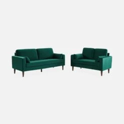 Canapé 3 Places Velours, Pieds Bois D'hévéa Couleur : Vert Anglais -Mobilier de maison isof3vvdg 9c7e00250f23be7ce236f637a0da24cf