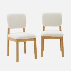 Mobilier de maison 22 Chaises Bois D'hévéa Et Revêtement Bouclette (lot De 2)