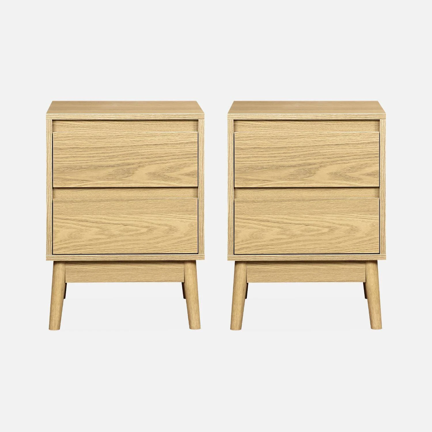 Table De Chevet Effet Bois Deux Tiroirs (lot De 2) 4 Table De Chevet Effet Bois Deux Tiroirs (lot De 2) â Image 4