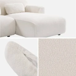 Canapé D'angle, Tissu Bouclette, 3 Places 7 Canapé D'angle, Tissu Bouclette, 3 Places -Mobilier de maison iwlsofarcboucl 2812c481335c4dc4d8896375b706f2fa