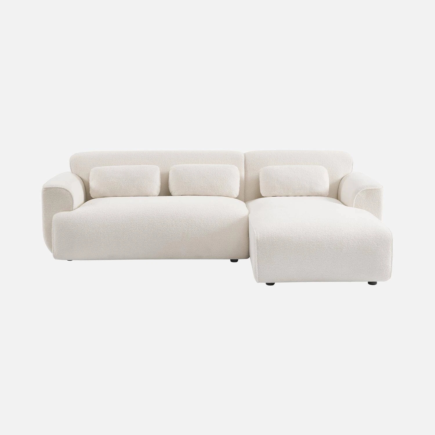 Canapé D'angle, Tissu Bouclette, 3 Places 2 Canapé D'angle, Tissu Bouclette, 3 Places – Image 2