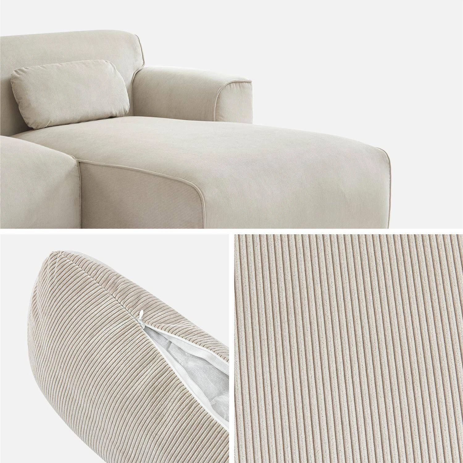 Canapé D'angle Velours Côtelé 2 à 3 Places 4 Canapé D'angle Velours Côtelé 2 à 3 Places – Image 4